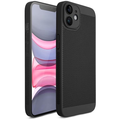Moozy VentiGuard Coque de téléphone pour iPhone 11, noir, 6,1 pouces – Housse respirante avec motif perforé pour la circulation de l'air, ventilation, coque de téléphone anti-surchauffe
