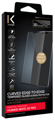 Protection d'écran en verre trempé Bord à Bord Incurvé pour Huawei Mate 30 Pro, Noir