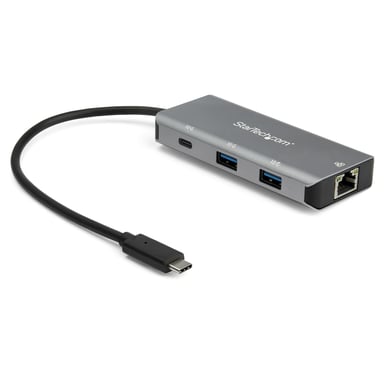 StarTech.com Hub USB-C 3 Puertos USB y 1 Puerto Gigabit Ethernet RJ45 - 2 Puertos USB-A, 1 Puerto USB-C - HUB Adaptador SuperSpeed Type C USB 3.2 Gen 2 (10Gbps) - Alimentado por bus USB - Aluminio - Compatible con TB3