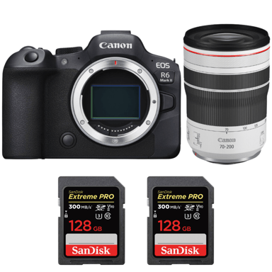 Appareil photo hybride Canon EOS R6 Mark II + RF 70-200mm f/4 L IS USM + 2 SanDisk 128GB Extreme PRO UHS-II + Ebook ''20 astuces pour des images qui claquent''