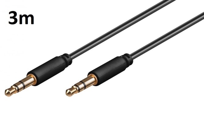Cable 3m pour Smartphone Voiture Musique Audio Double Jack Male 3.5 mm NOIR