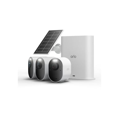 Kit de 3 caméras de sécurité WiFi Arlo Ultra 3 + panneau solaire Noir et Blanc