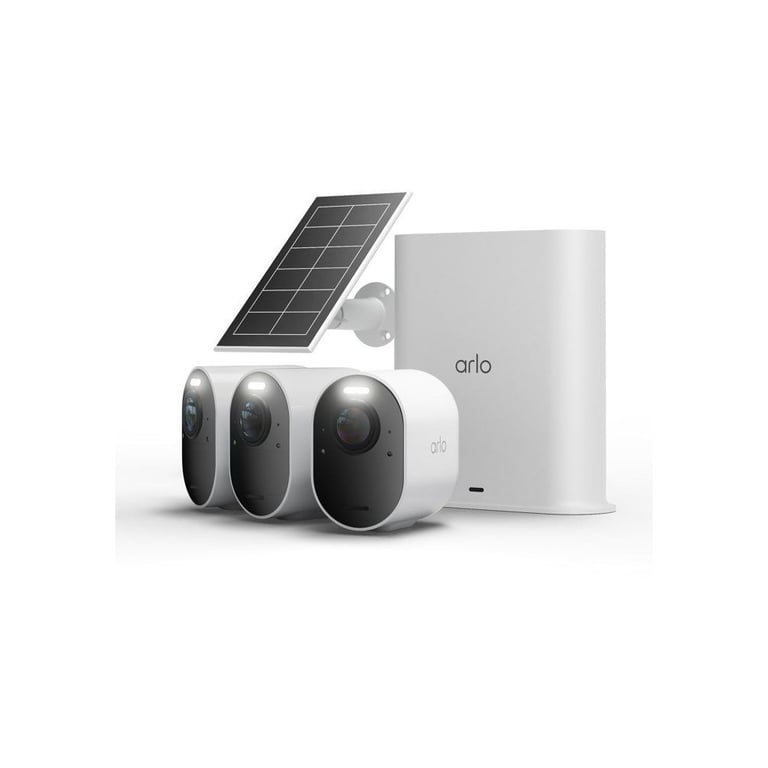 Kit de 3 caméras de sécurité WiFi Arlo Ultra 3 + panneau solaire Noir et Blanc - Neuf