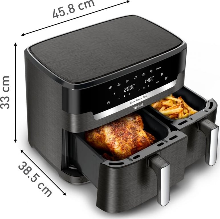 Friteuse Tefal EY942HE0 2 paniers indépendants Air Pulse Technology - vue 3