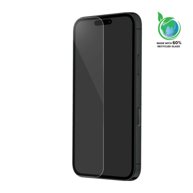 Protecteur d'écran en verre trempé de qualité supérieure (60% verre trempé recyclé) pour Apple iPhone 16, Transparent