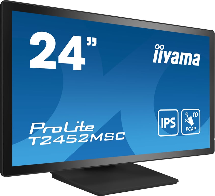 Ecran IIYAMA 23,8  Tactile PCAP conceptions en verre sans cadre IPS 10points 1920x1080 14ms 360cd/m2 1xDisplayport 1xHDMI 2xUSB HUB 3.2 HPs 2 x 1W - Neuf