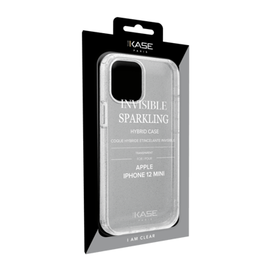 Coque hybride étincelante invisible pour iPhone Apple  12 mini, Transparente