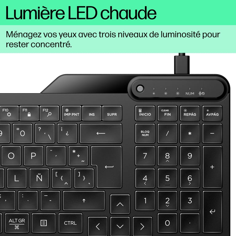 Clavier PC HP 400 – Compact, USB, 12 Touches Programmables, Rétroéclairé - vue 4