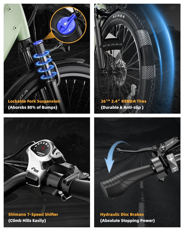 Vélo électrique urbain Vitilan L5 26 Capteur de couple Ebikes avec assistance au pédalage vélo électrique à enjambement avec batterie 48V15AH Neuf - vue 6