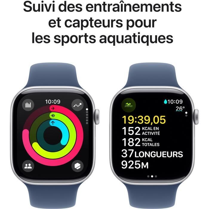 Apple Watch Series 10 OLED 46 mm Numérique 416 x 496 pixels Écran tactile 4G Argent Wifi GPS (satellite) - Bon état