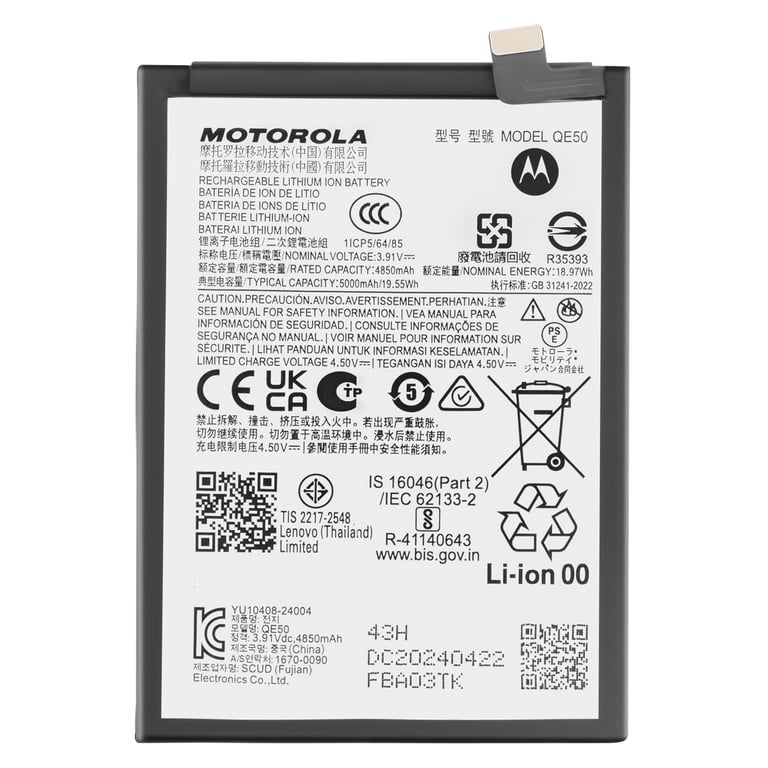 Batterie interne pour Motorola Moto G85 5000mAh SB18E14178 Original Neuf