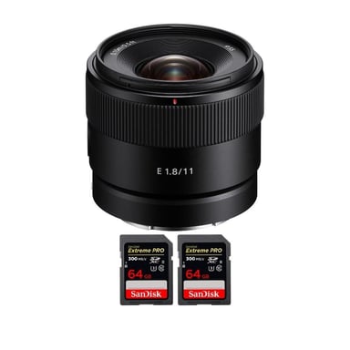 Objetivo Sony E 11mm F1.8 + 2 SanDisk 64GB Extreme PRO UHS-II + Ebook ''20 consejos para fotos que impactan''