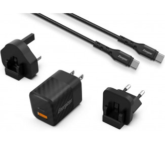 Chargeur 38W - PD 20W + QC3 18W - Câble USB-C/USB-C inclus - EU / UK / US