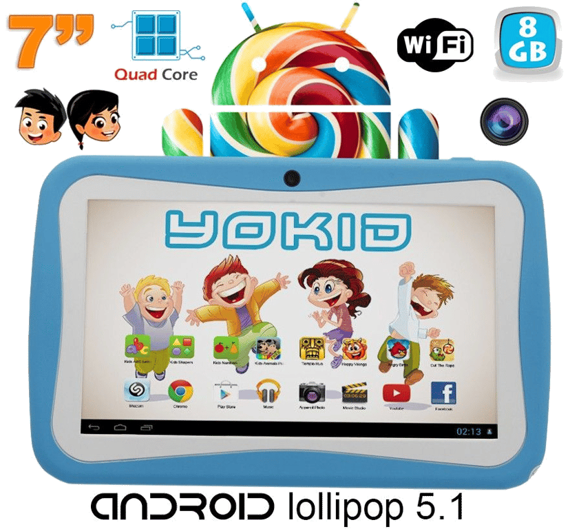 Tablette Tactile 7' Jouet Numérique Enfant Android Lollipop Quad Core 8 Go Bleu RAM ROM - YONIS
