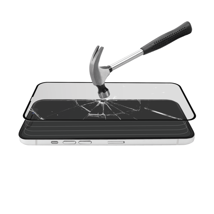 Protector de pantalla antibacteriano de vidrio templado ultrarresistente (cobertura del 100% de la superficie) para Apple iPhone 12/12 Pro, Negro