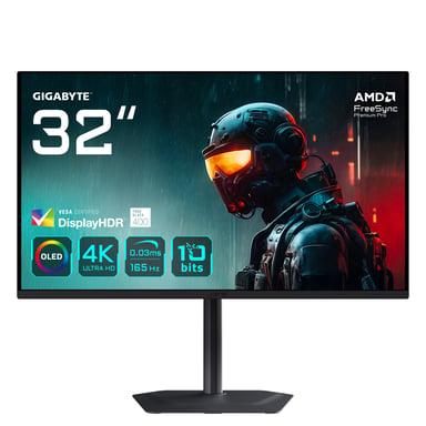 GIGABYTE MO32U 31,5'' Moniteur Gaming OLED 4K UHD - 3840 x 2160, 165Hz, 0.03ms, 250 cd/m², Display HDR True Black 400, HDMI 2.1, DisplayPort 1.4