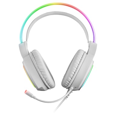 Mars Gaming MHRGBW, Auriculares Chroma RGB Flow, Micrófono Profesional, Sonido Espacial, Blanco