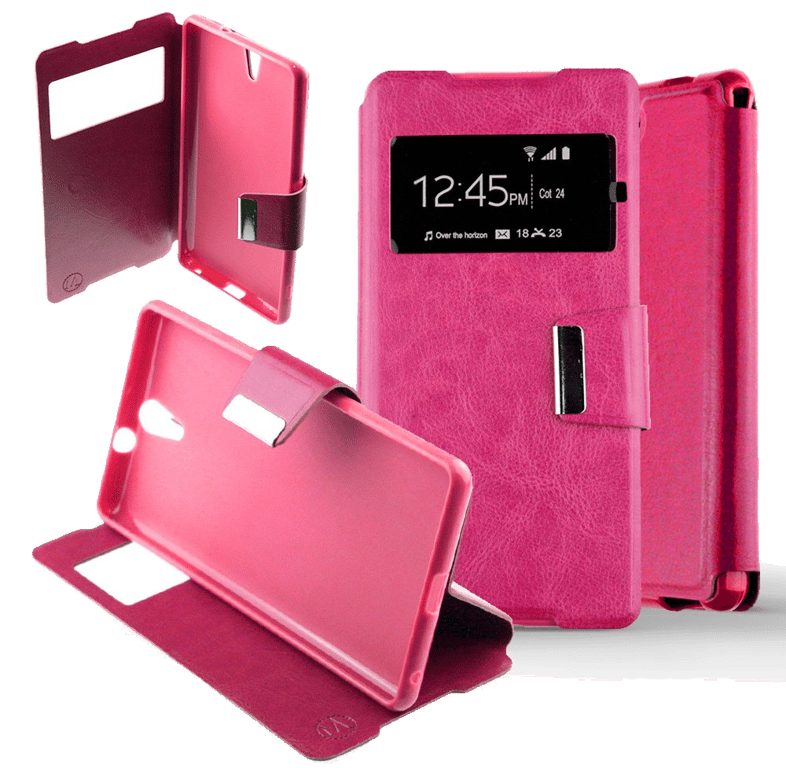Etui Folio compatible Rose Fushia Sony Xperia C5 Ultra Dual