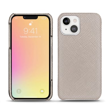 Coque cuir Apple iPhone 13 -  - Gris - Cuir saffiano