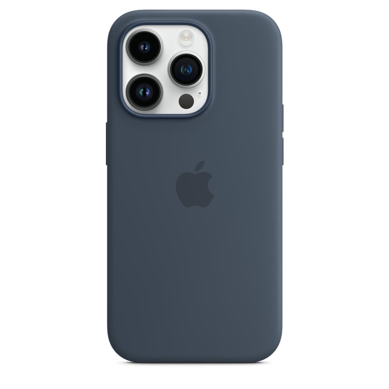 Coque en silicone avec MagSafe pour iPhone 14 Pro Bleu orage