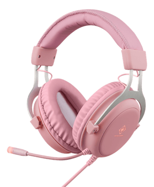 Deltaco Gaming - WHITE LINE WH85 -  Casque gaming LED, haut-parleurs stéréo 57mm, Cuir PU, PC/MAC/Console/Mobile, Blanc