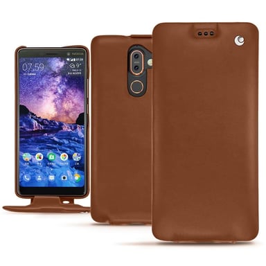 Housse cuir Nokia 7 Plus -  - Marron - Cuir lisse