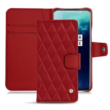 Housse cuir OnePlus 7T Pro -  - Rouge - Cuir lisse couture