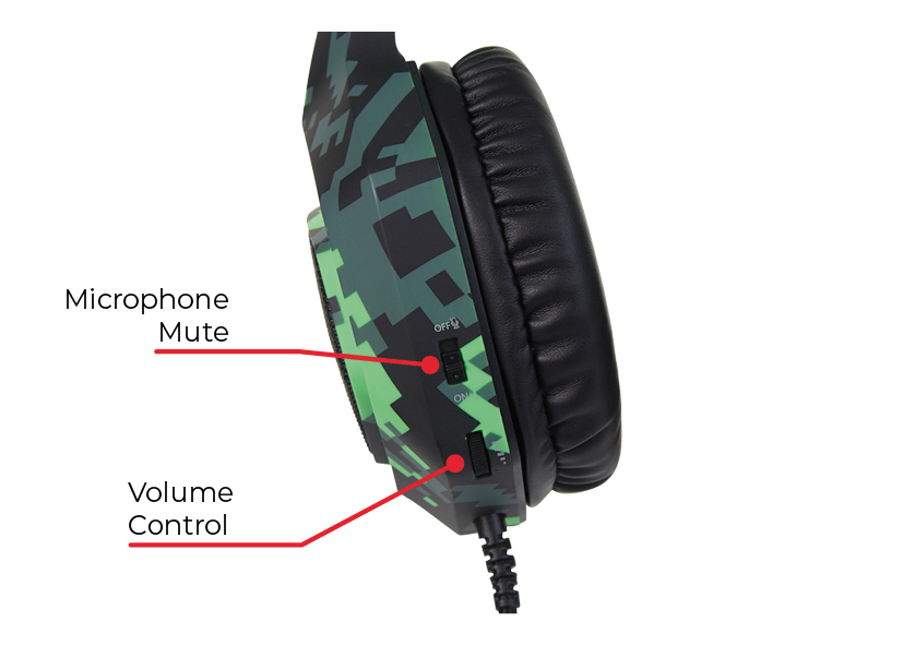 SureFire Skirmish Casque Avec fil Arceau Jouer USB Type-A Noir, Camouflage, Vert