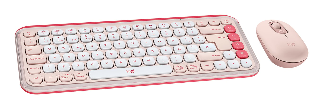 Logitech 920-013120 clavier Souris incluse Universel Bluetooth QWERTY Espagnole Rose - Neuf