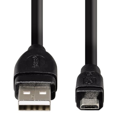 Câble micro-USB 2.0, blindé, noir, 0,75 m