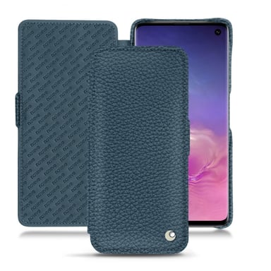 Funda de piel Samsung Galaxy S10 - Solapa horizontal - Azul - Piel granulada