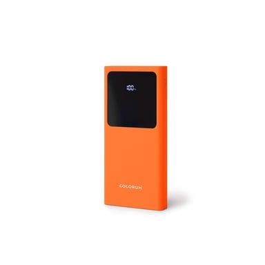 FOREVER Colorum Power Bank 10000mAh Orange - Batterie Externe Portable avec USB-C microUSB - Power Bank avec Écran LED - Batterie Externe Charge Rapide de Deux Appareils avec Deux Voyants LED