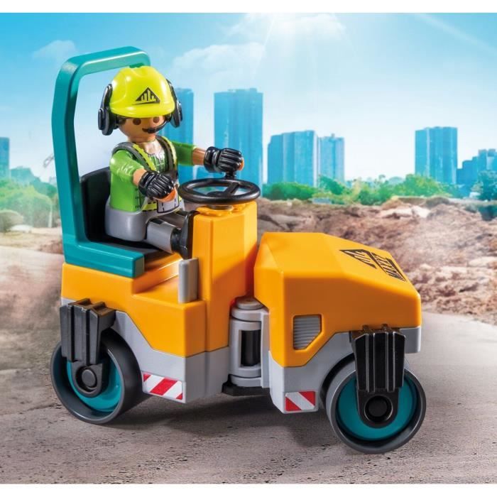 Playmobil 71751 : Ouvriers avec rouleau compresseur et signalisation Playmobil - vue 10