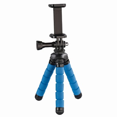 Minitrípode ''Flex'' para smartphone y GoPro, 14 cm, azul