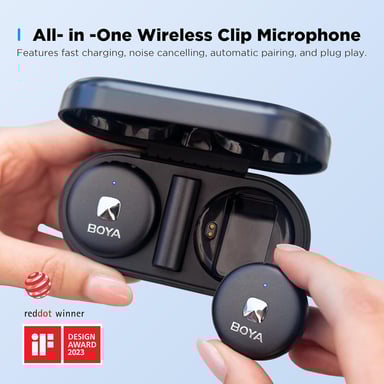 Microfono wireless Boya Omic-D per iPhone con clip magnetico e audio HD