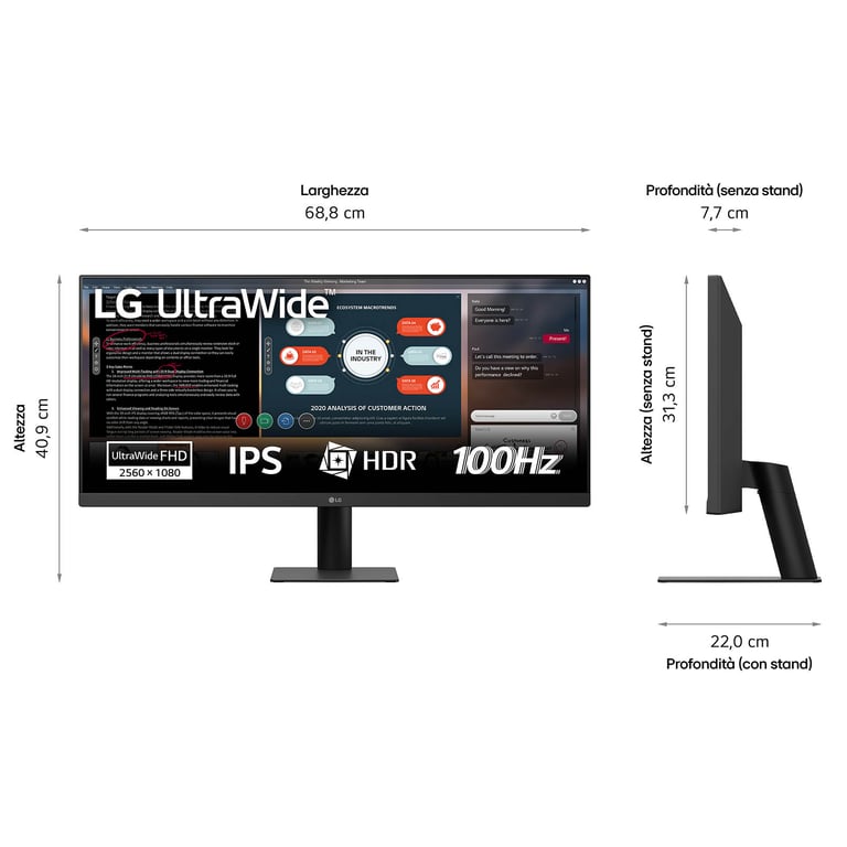 LG 29U511A-B écran plat de PC 73,7 cm (29 ) 2560 x 1080 pixels WFHD LCD Noir - Neuf