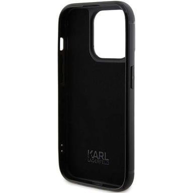 Étui Karl Lagerfeld pour iPhone 15 Pro Max 6.7'' noir étui rigide Rhinestone Logo Metal Plate