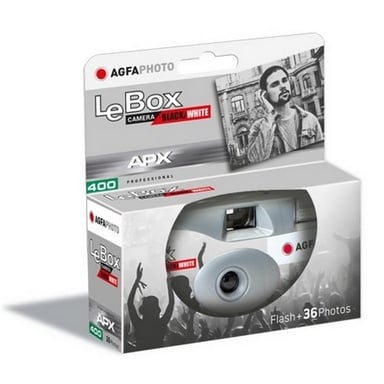 AGFA PHOTO 601020 - Appareil Photo Jetable LeBox Flash, 27 photos, Objectif Optique 31 mm - Gris