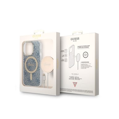 Bundle Coque pour iPhone 14 Pro Magsafe 4G et Chargeur Sans Fil Qi Magsafe 15W Bleu