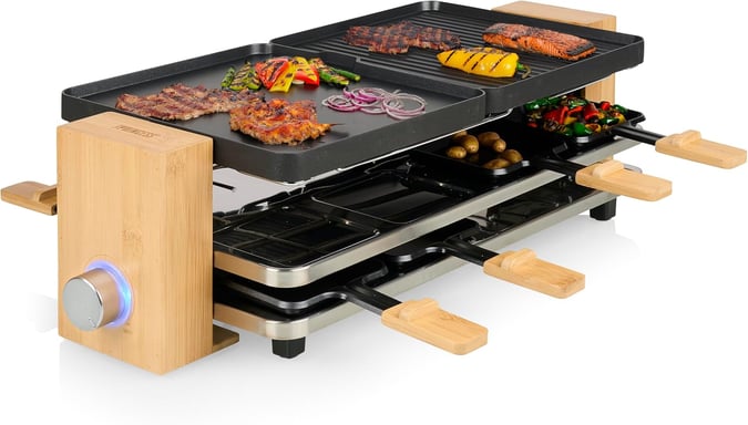 Raclette Princess Pure 8 1300 W Noir & Bambou - Neuf