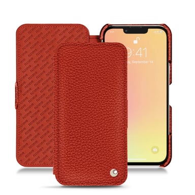 Housse cuir Apple iPhone 13 mini - Rabat horizontal - Orange - Cuir grainé