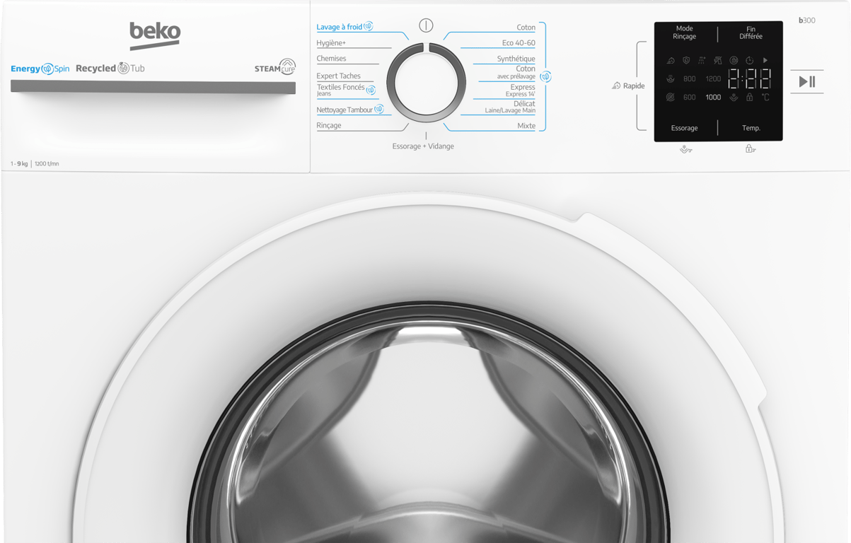 Lave linge frontal Beko 9 kg Moteur ProSmart™ Inverter Classe énergétique A Technologie EnergySpin - vue 3