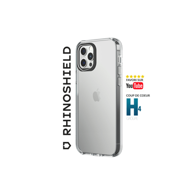 RHINOSHIELD Crystal Clear Compatible avec [iPhone 12/12 Pro] Résiste au jaunissement, Haute Transparence, Coque de Protection Personnalisable Clear - Contour objectifs Photo Noir