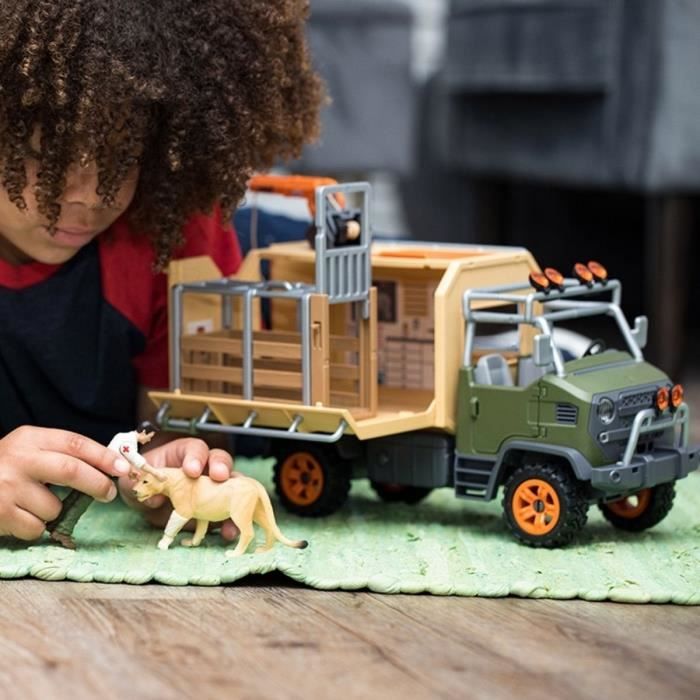 Gros camion de sauvetage d'animaux, coffret de jeu de 45 pieces avec 2 figurines d'animaux, 1 figurine de ranger articulée et des - Neuf