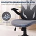 Roline Chaise de Bureau Ergonomique Grise Accoudoirs 3D Maille