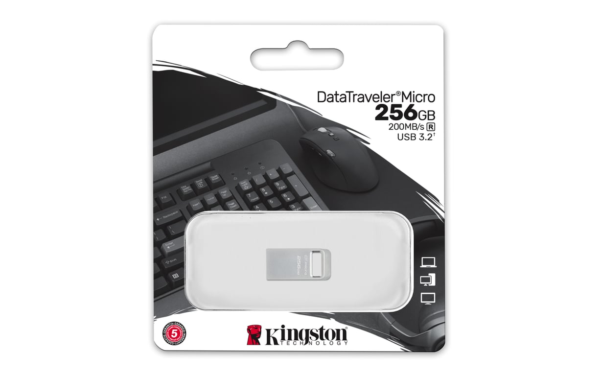 Kingston Technology DataTraveler 256 Go Micro 200 Mo/s Metal USB 3.2 Gen 1