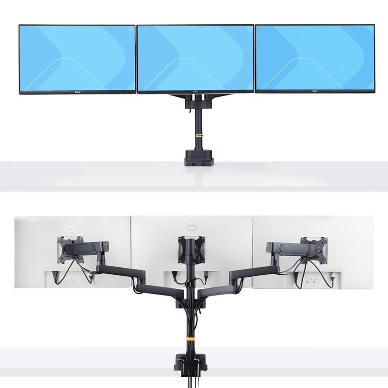 StarTech.com Support de Bureau pour 3 Écrans 27 VESA 75x75100x100 Bras Articulé Réglable sans Outils Pince en CPasse Fil - vue 2