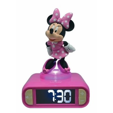 Réveil digital Minnie 3D avec veilleuse lumineuse et effets sonores - LEXIBOOK - Pile - Rose et noi