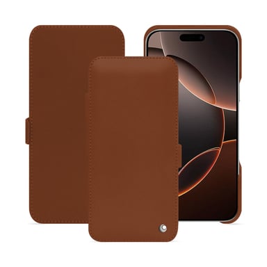 Housse cuir Apple iPhone 16 Pro -  - Marron - Cuir lisse