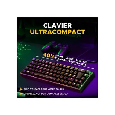 Combo Clavier 65% et Souris Gaming THE G-LAB Combo Titan 12 800 DPI Câblé Noir RGB